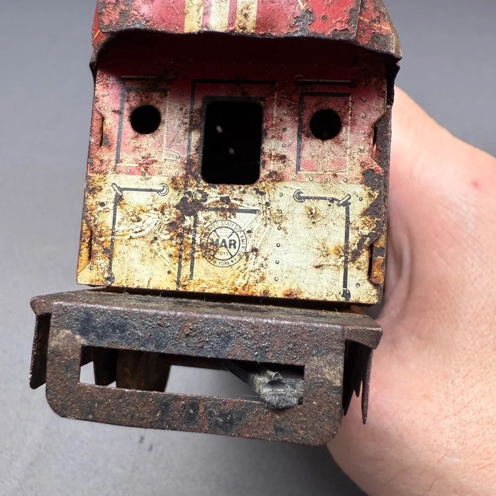 Vintage Marx 20102 Tin Litho Caboose Red NYC‎ Scale MCM Train Car Antique